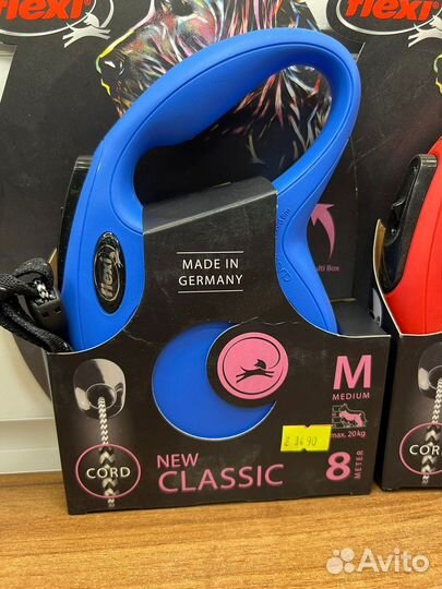Поводок-рулетка flexi new classic M до 20кг 8м