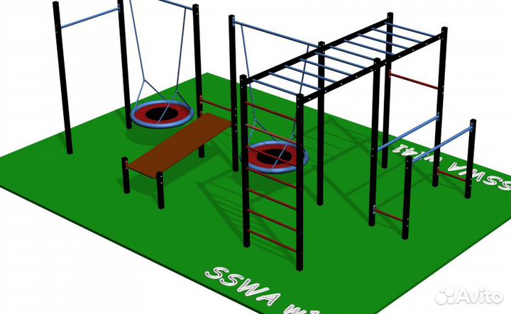 Уличный спорткомплекс с качелью