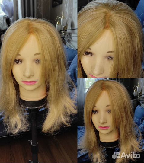Пшеничный/блонд парик на сетке для косплея