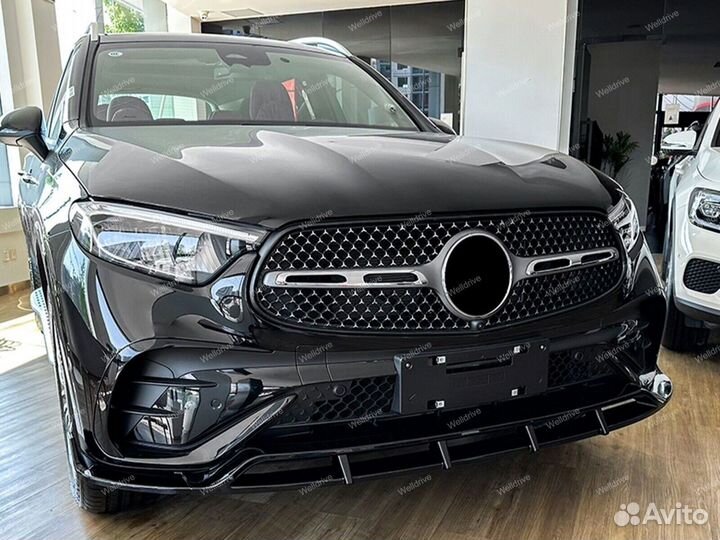 Губа передняя Mercedes GLC X254 AMG черный