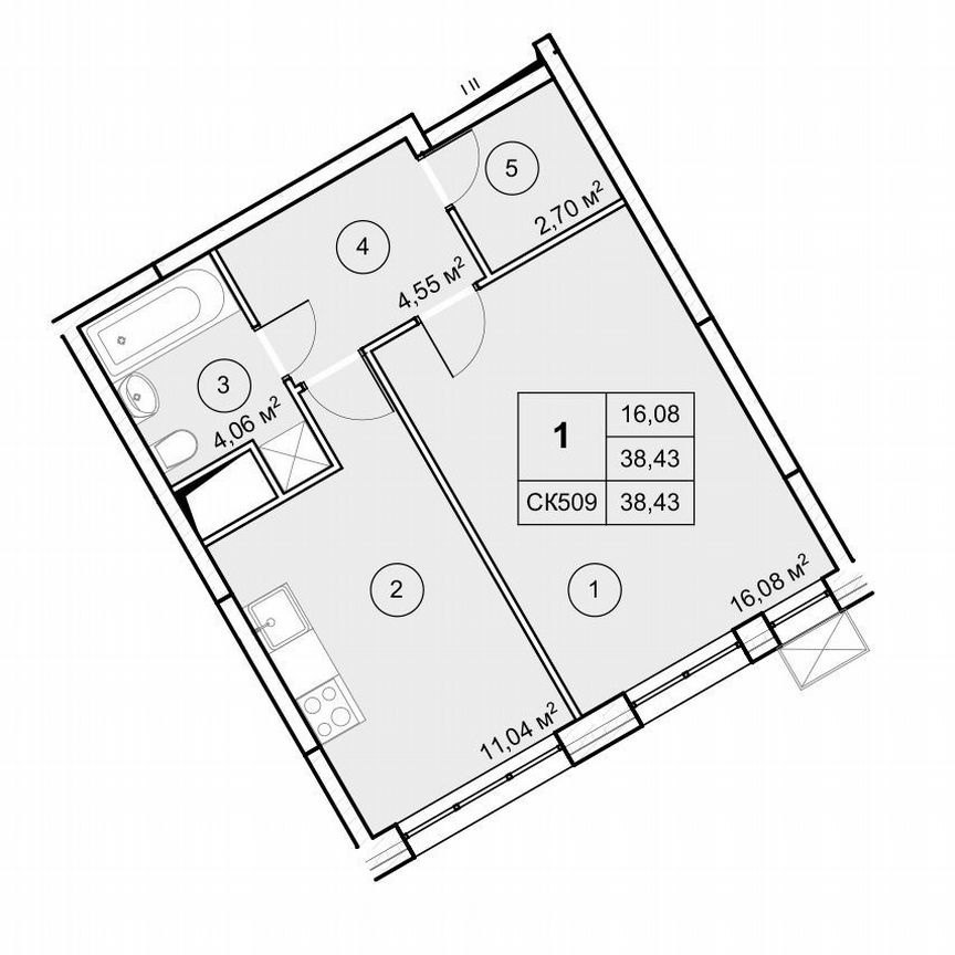 Квартира-студия, 38,4 м², 3/12 эт.