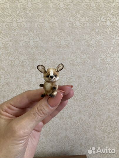 Миниатюрная игрушка собачка. Ручная работа