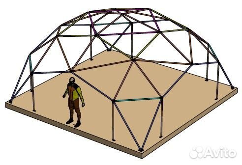 Оригинальный шатер для глэмпинга квадрокупол 6х6 m
