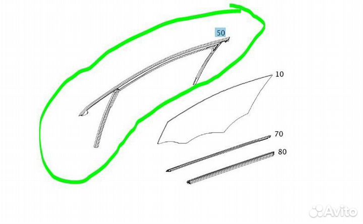 Б/У Уплотнитель опускного стекла В хорошем