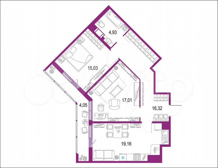 2-к. квартира, 77 м², 12/22 эт.