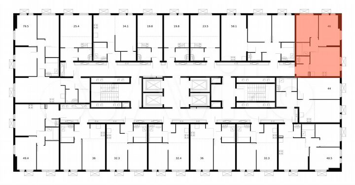 2-к. квартира, 46 м², 25/25 эт.