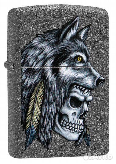 Зажигалка Zippo 29863 Wolf Skull Feather Design