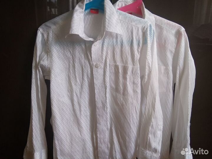 Рубашки белые и голубые на мальчика р.116 до 128