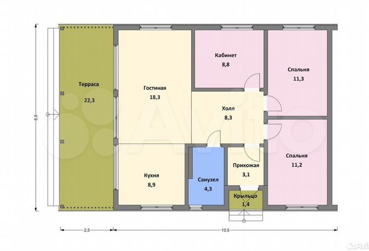 Дом 100 м² на участке 6 сот.