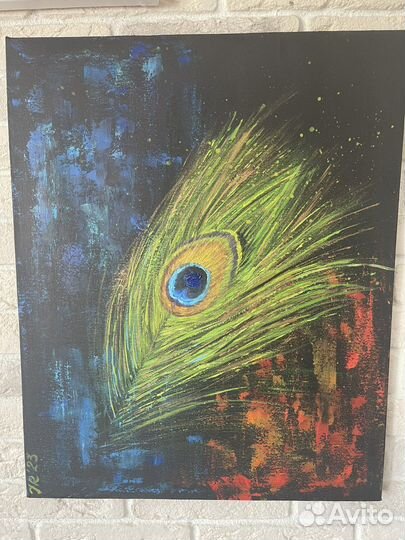 Картина « перо Павлина» «горы» « поле лаванды»