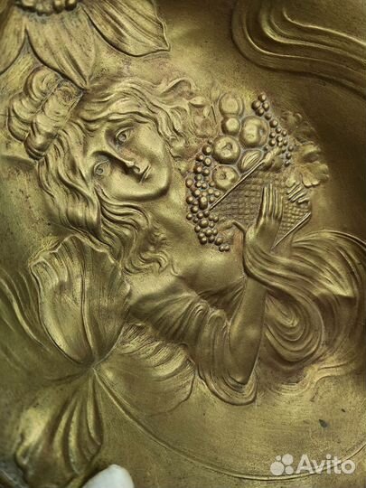 Ваза блюдо латунь Антиквариат Ар нуво Винтаж