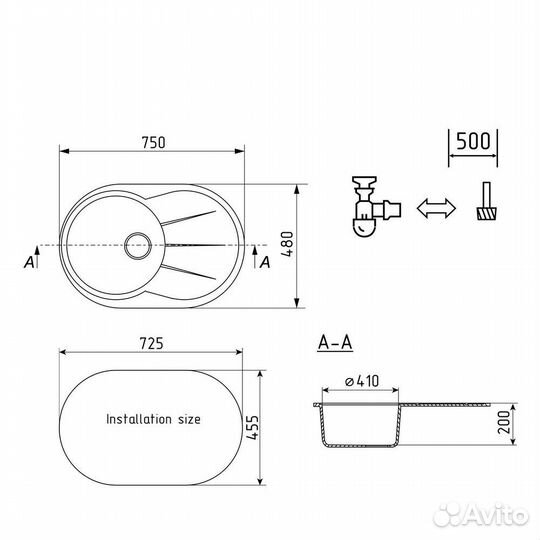 Кухонная мойка Ulgran U-503-345, шоколад