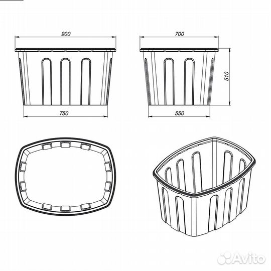Ванна для хозяйственных нужд на 200 л (экопром)