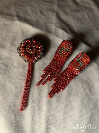 Брошь,серьги