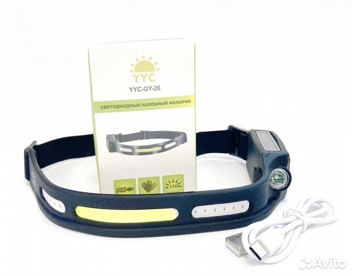 Налобный фонарь-лента YYC-GY-26 акб Новый