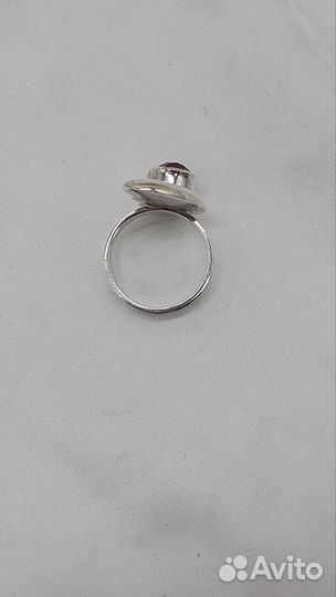 Винтажное сер. кольцо иск. турмалином СССР р.17