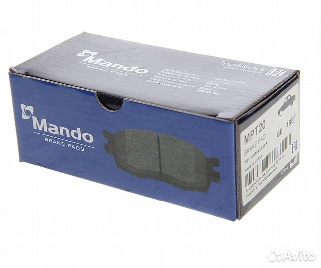Колодки тормозные toyota Auris,Corolla (07) задние (4шт.) mando
