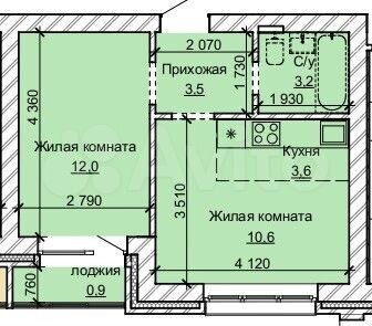 2-к. квартира, 33,8 м², 6/10 эт.