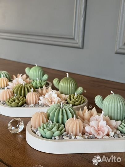 Свеча цветок натуральный воск -лучший подарок