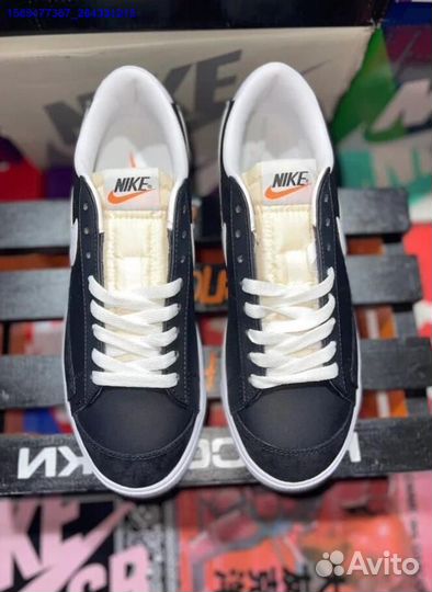 Nike Blazer Low Black White Swoosh (Арт.56846)