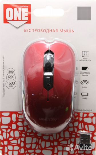 Мышь беспроводная Smartbuy ONE 200AG красная