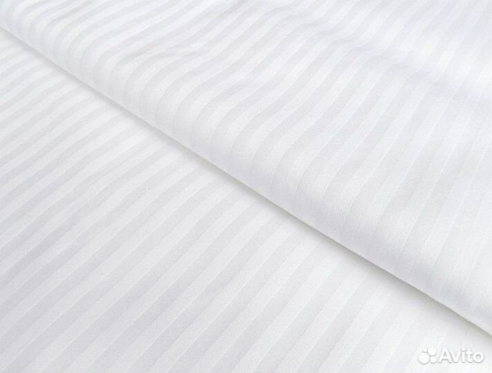 Постельное белье белое сатин страйп 130-140гр/м2