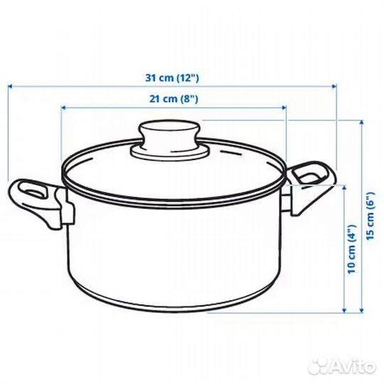 Икеа Аннонс Аnnons Кастрюля с крышкой 2,8 л