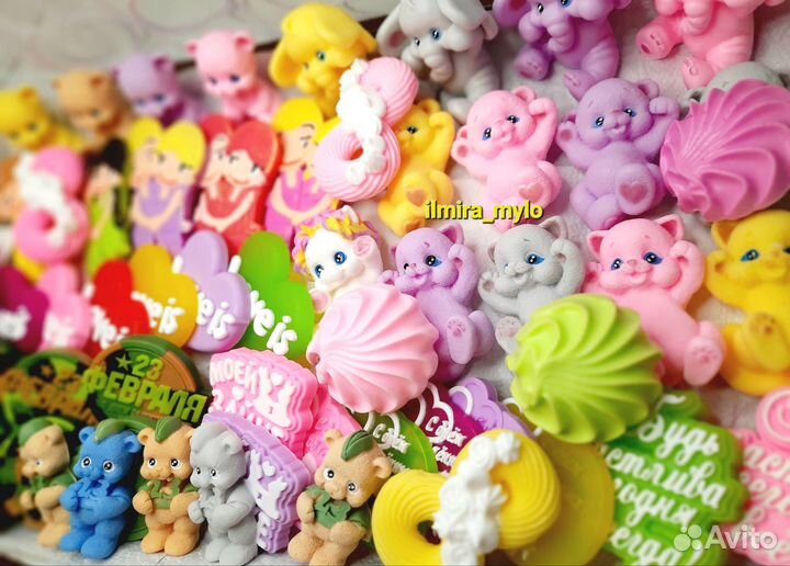 Мыло ручной работы на подарки мишка котик единорог