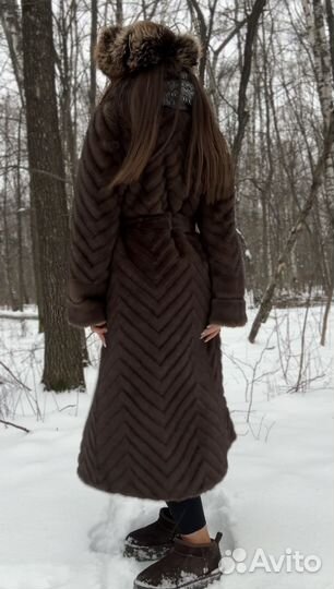 Шуба из экомеха под соболь