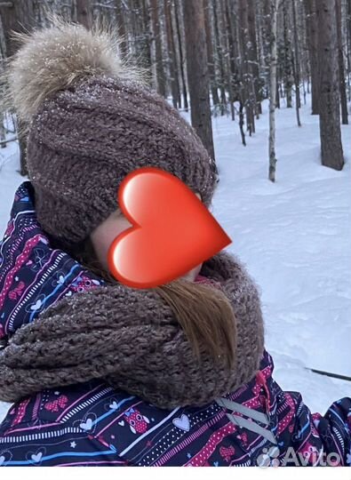 Шапка, снуд для девочки зимняя
