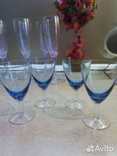 Фужеры цветной хрусталь СССР