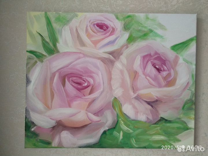 Картина масло розы