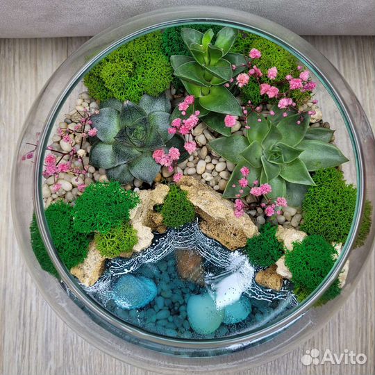 Цветочная композиция с водоемом