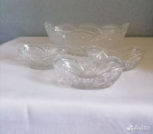 Хрустальная конфетница СССР ладья