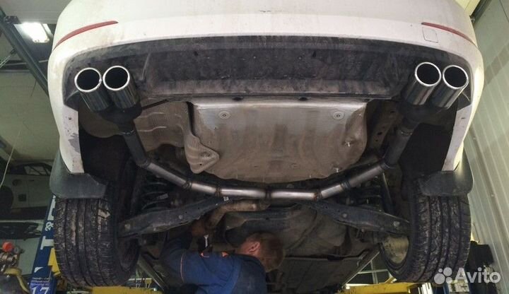 Двойной выхлоп на автомобиль Skoda Rapid