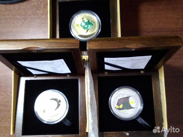 Монеты серебро Конго 25г Рыбы. комплект 3шт