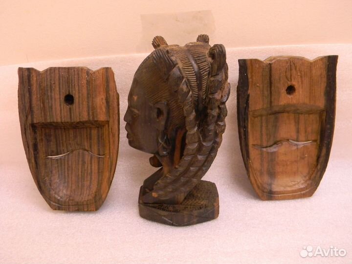 Деревянные Маски и Статуэтка. Африка. Дерево