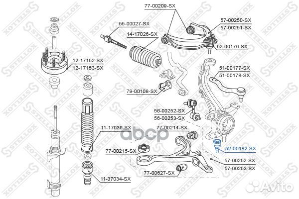 52-00182-SX опора шаровая нижняя Honda Accord