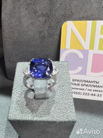 Золотое кольцо с танзанитом 8.37 ct и бриллиантами