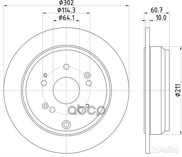 Диск тормозной задний 302x10 5 отв. с покрыти