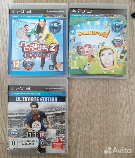 2 ps move, ps eye, 3 игры