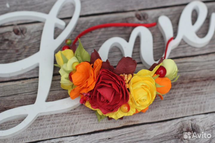 Осенний ободок с цветами