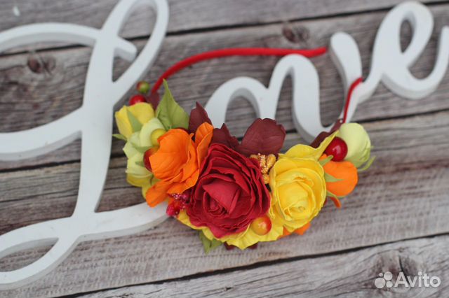 Осенний ободок с цветами