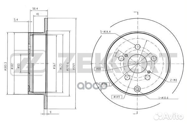 Диск торм. зад. Toyota Celica (T230) 99- Prius