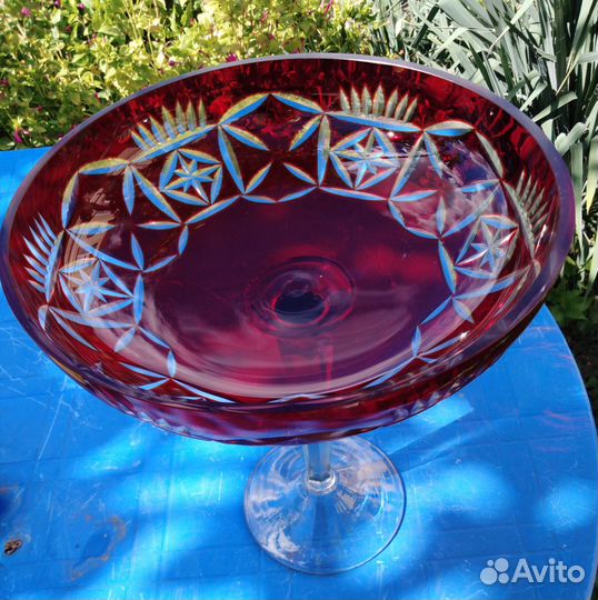 Винтажная фруктовница из накладного хрусталя.ссср