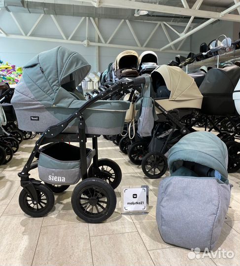 Коляска siena (BartPlast) 09 серый-зеленый