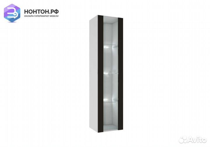 Витрина Флорис 1 черный глянец / белый