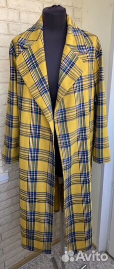 Пальто-халат жёлтое с поясом на весну. 42,44,46