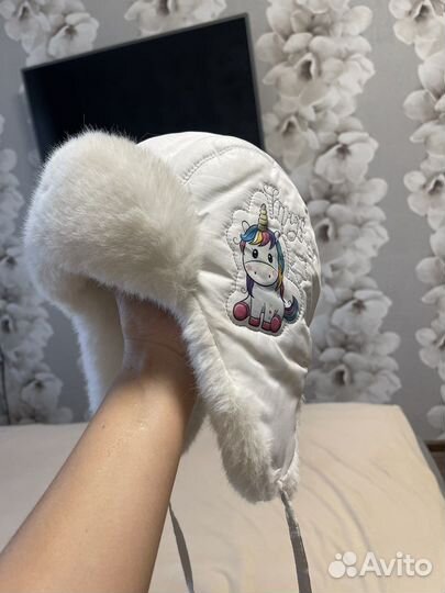 Шапка для девочки зимняя теплая