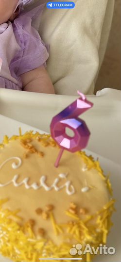 Шар цифра 6 + свечка